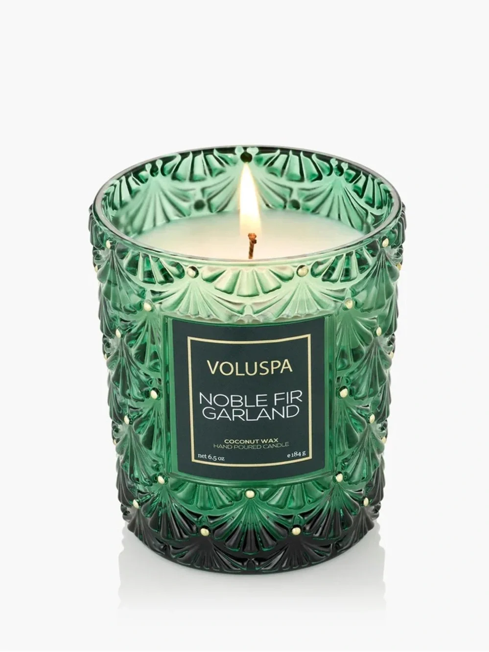 ❗️Voluspa Noble Fir Garland Green Textured Glass Candle with Decorative Box NWT